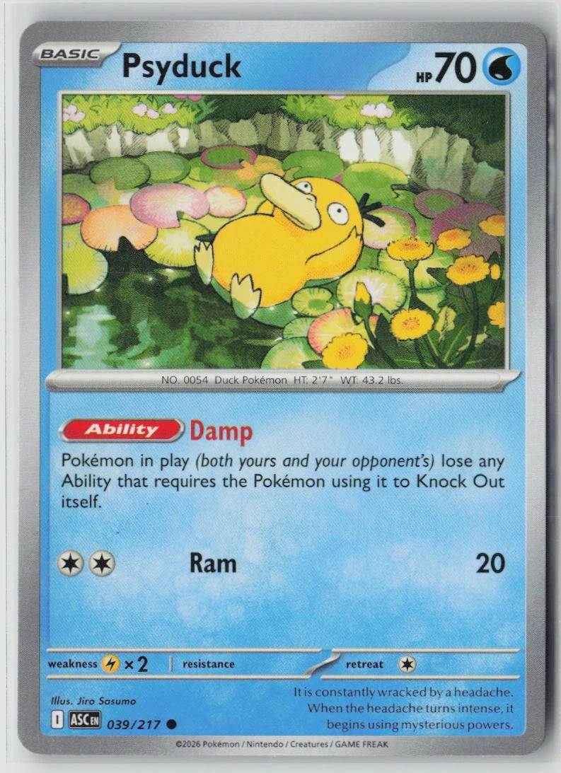 Psyduck 039/217 · Normal Ascended Heroes front card photo in GradeValue pregrading report