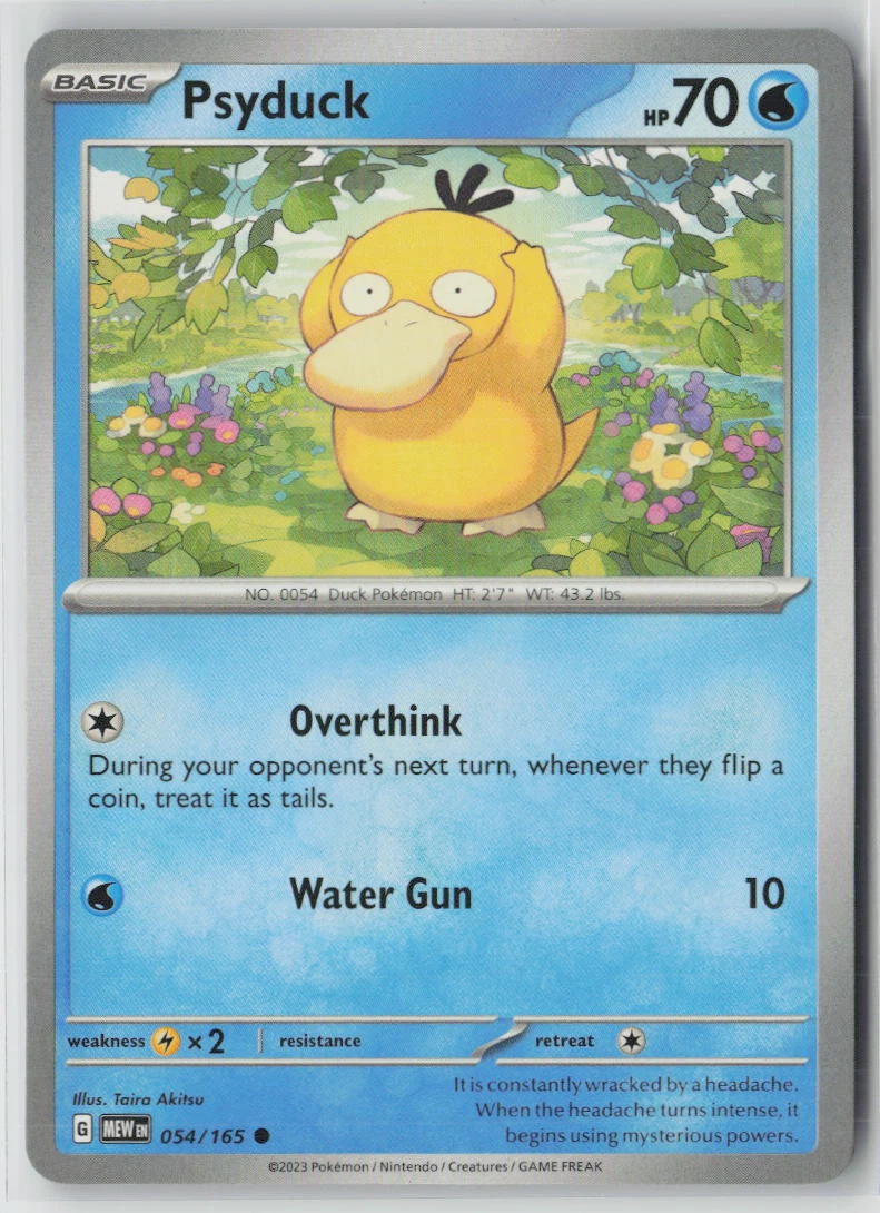 Psyduck 054/165 · Normal 151 front card photo in GradeValue pregrading report