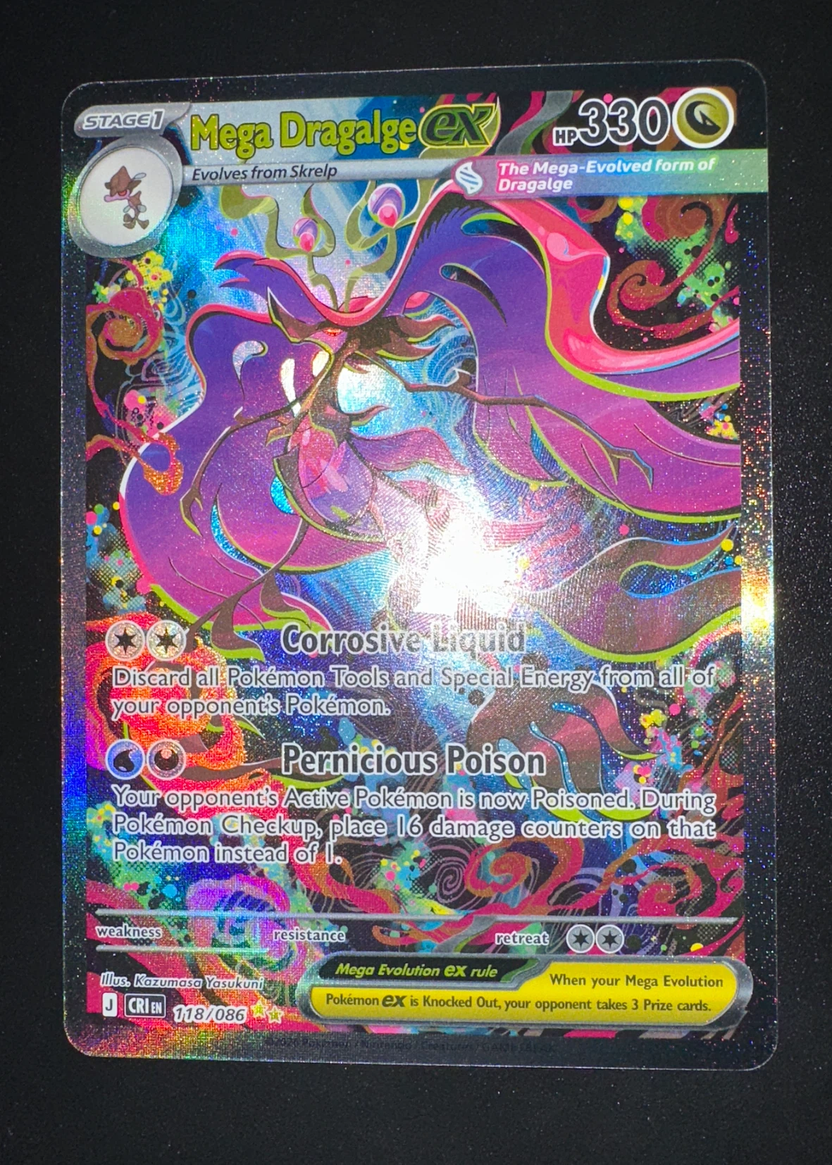 Mega Dragalge ex 118/86 Chaos Rising front card photo in GradeValue pregrading report