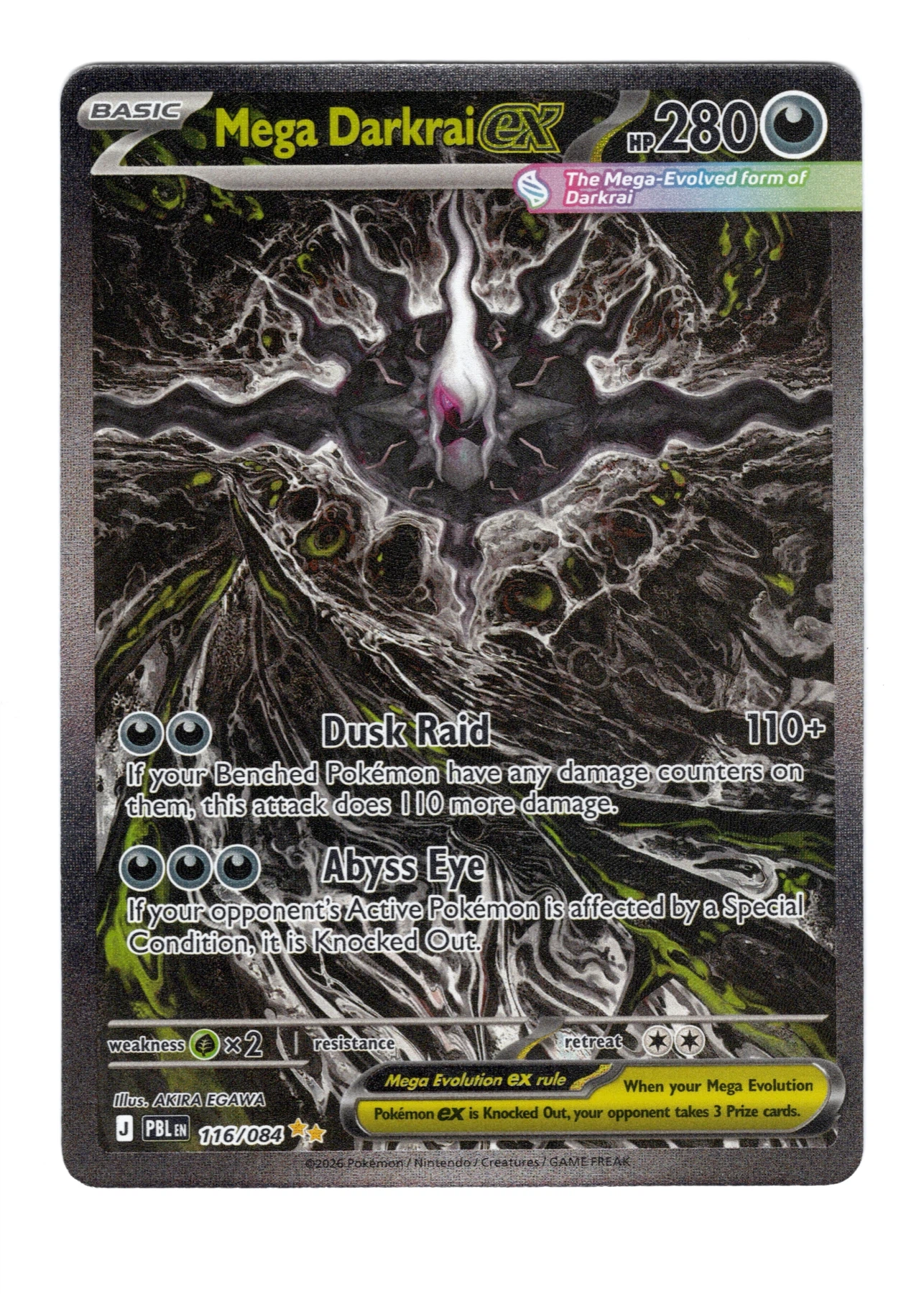 Mega Darkrai ex 116/84 Pitch Black front card photo in GradeValue pregrading report