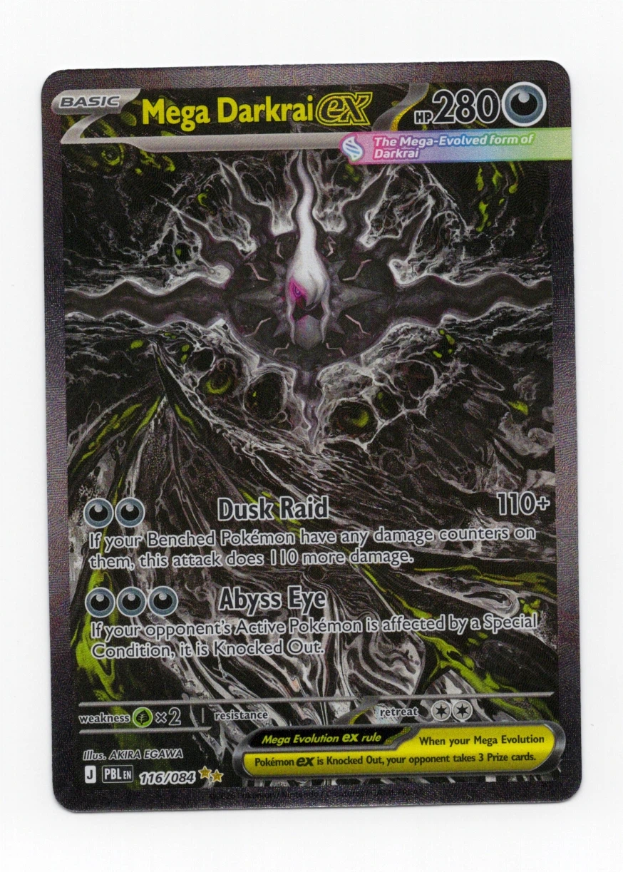 Mega Darkrai ex 116/84 Pitch Black front card photo in GradeValue pregrading report