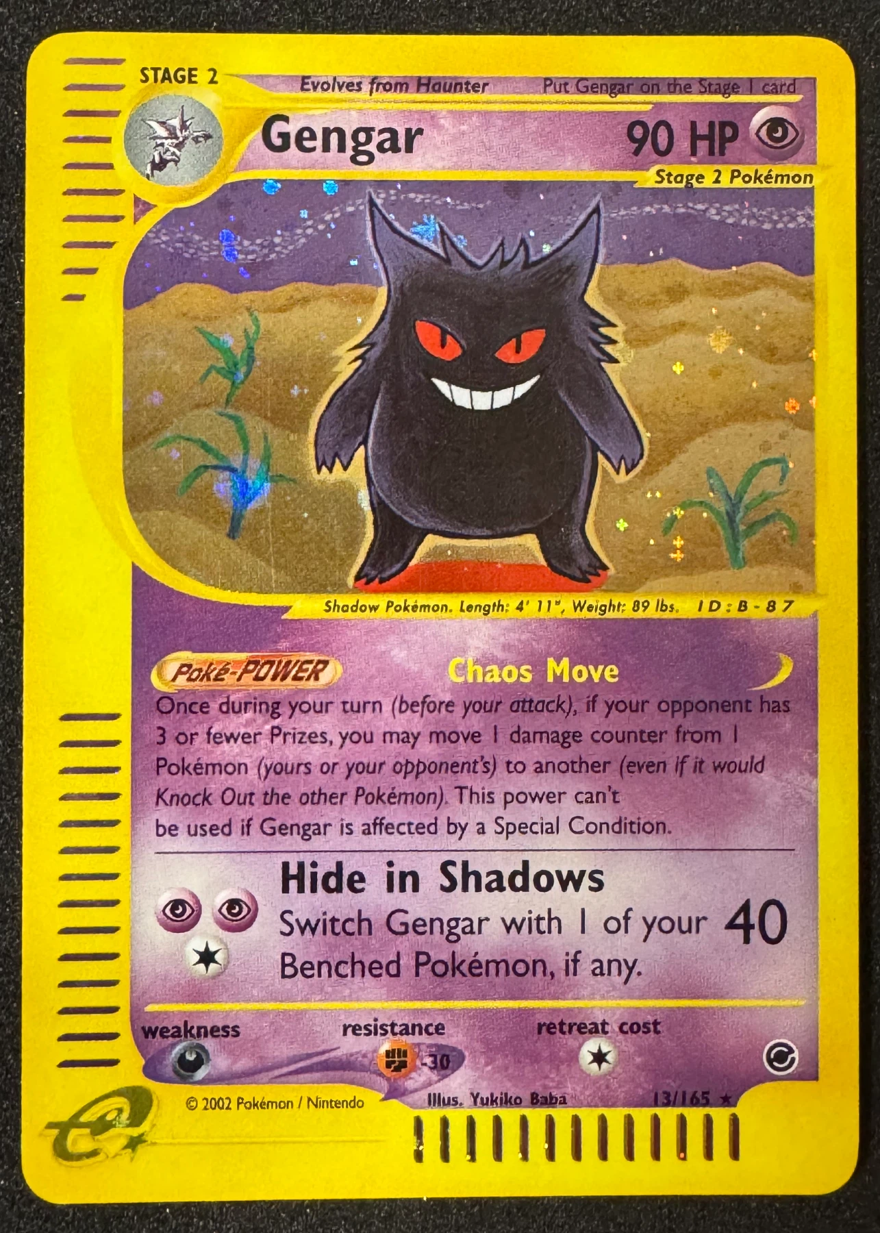 Gengar 013/165 · Holo Expedition Base Set front card photo in GradeValue pregrading report