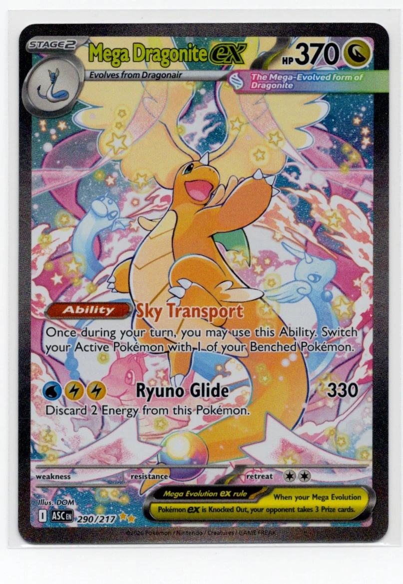 Mega Dragonite ex 290/217 Ascended Heroes front card photo in GradeValue pregrading report