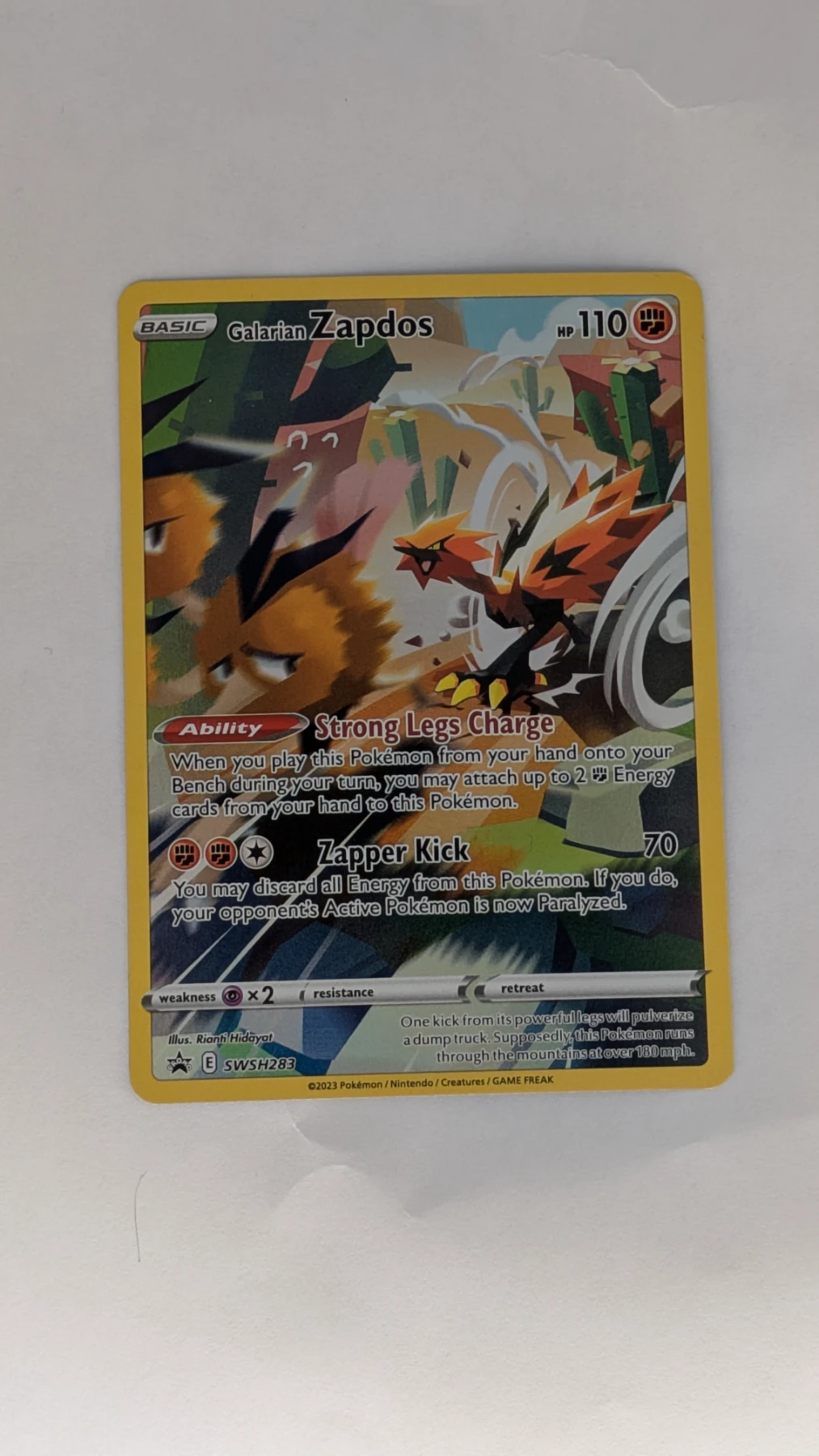 Galarian Zapdos SWSH283/307 SWSH Black Star Promos front card photo in GradeValue pregrading report