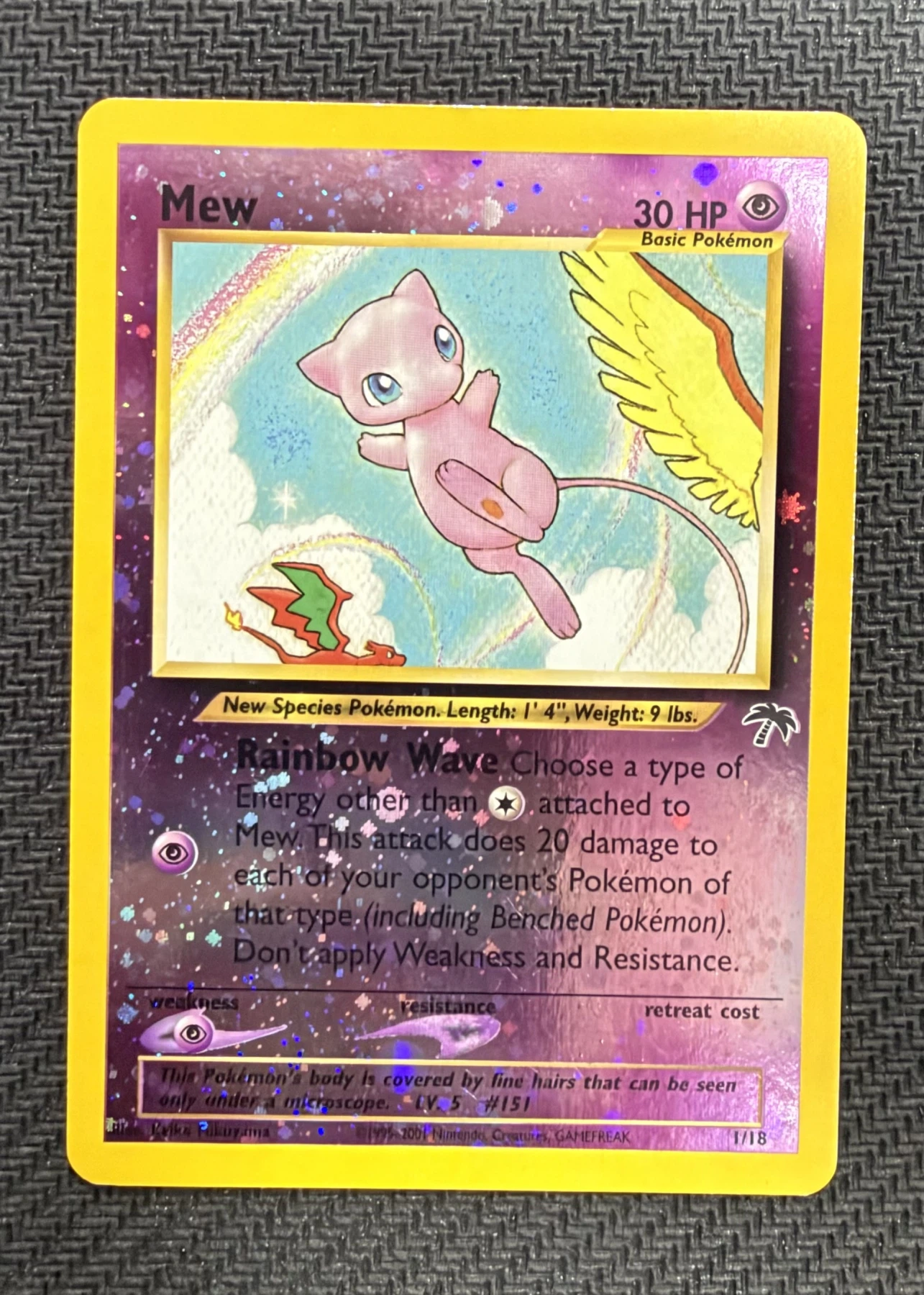 Mew 001/18 Southern Islands front card photo in GradeValue pregrading report