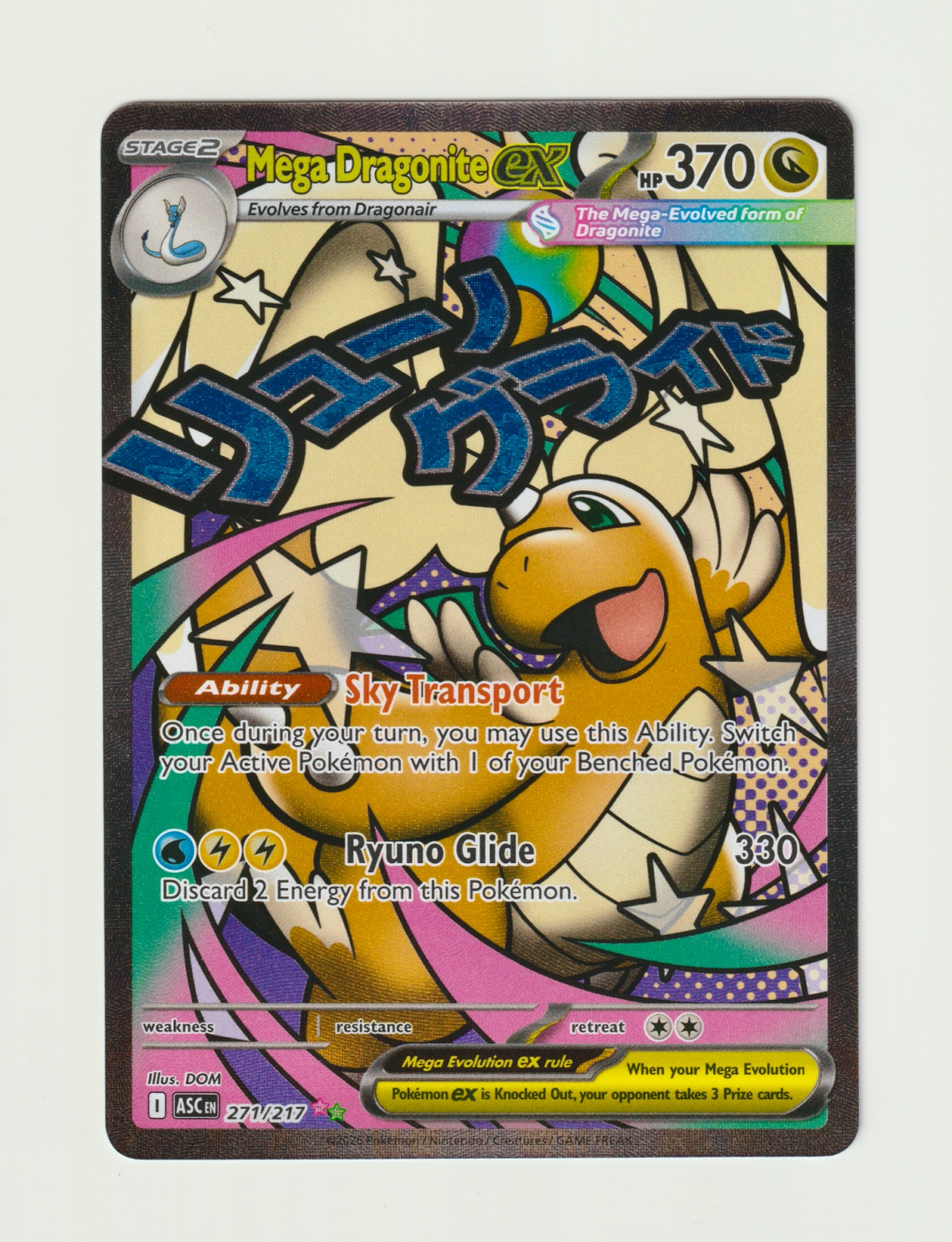 Mega Dragonite ex 271/217 Ascended Heroes front card photo in GradeValue pregrading report