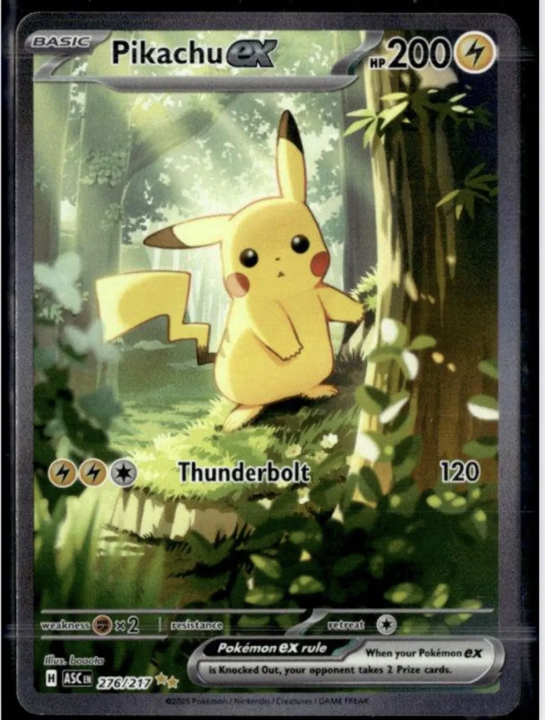 Pikachu ex 276/217 Ascended Heroes front card photo in GradeValue pregrading report