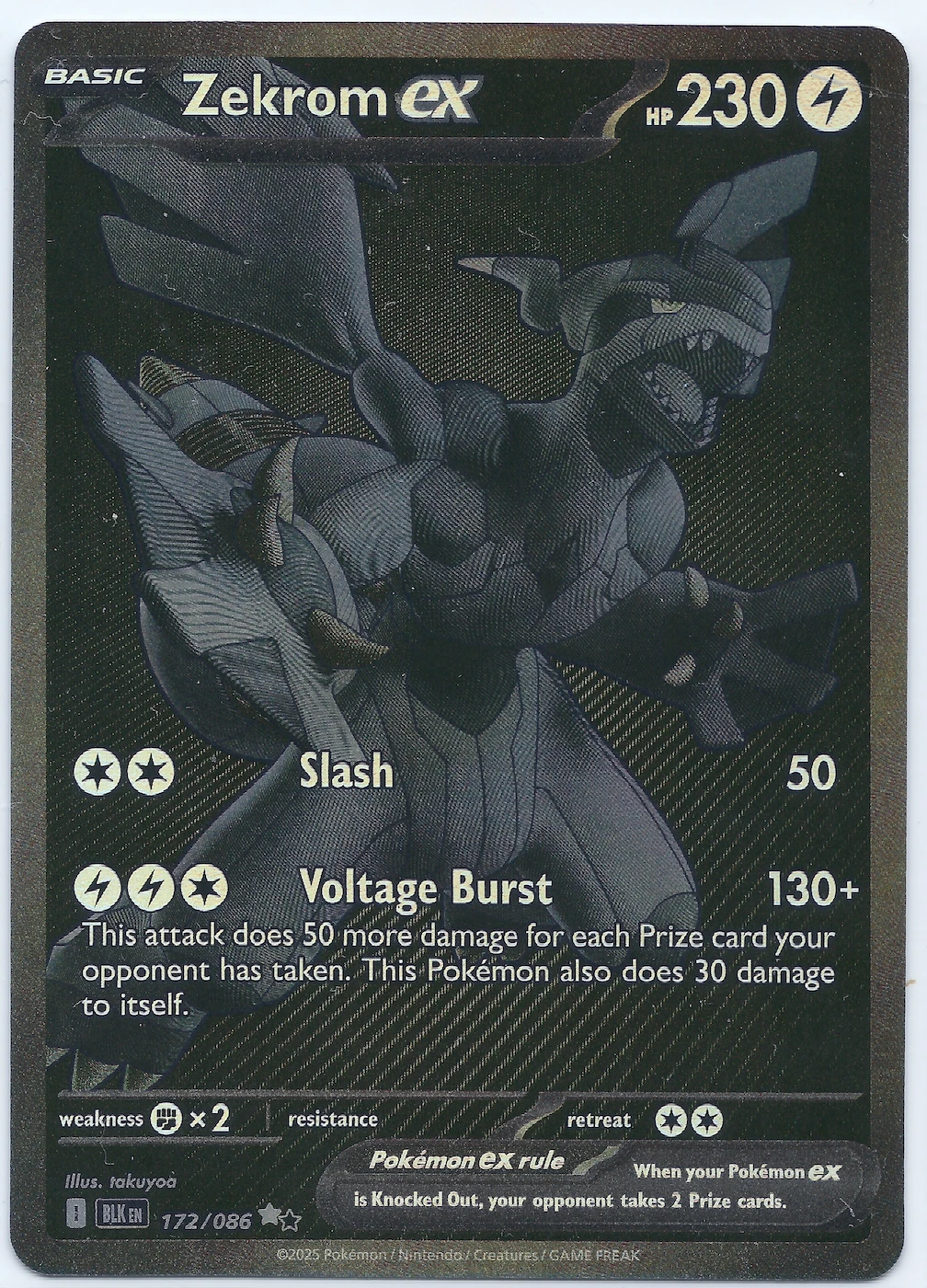 Zekrom ex 172/86 Black Bolt front card photo in GradeValue pregrading report