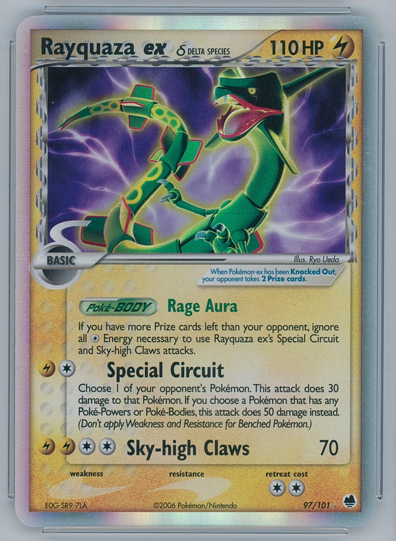 Rayquaza ex δ 097/101 Dragon Frontiers front card photo in GradeValue pregrading report