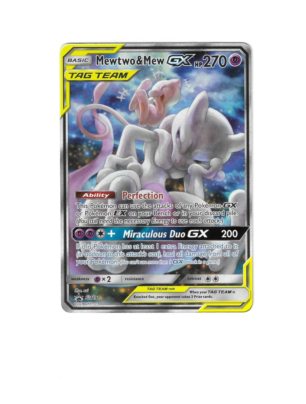 Mewtwo & Mew GX SM191/248 SM Black Star Promos front card photo in GradeValue pregrading report