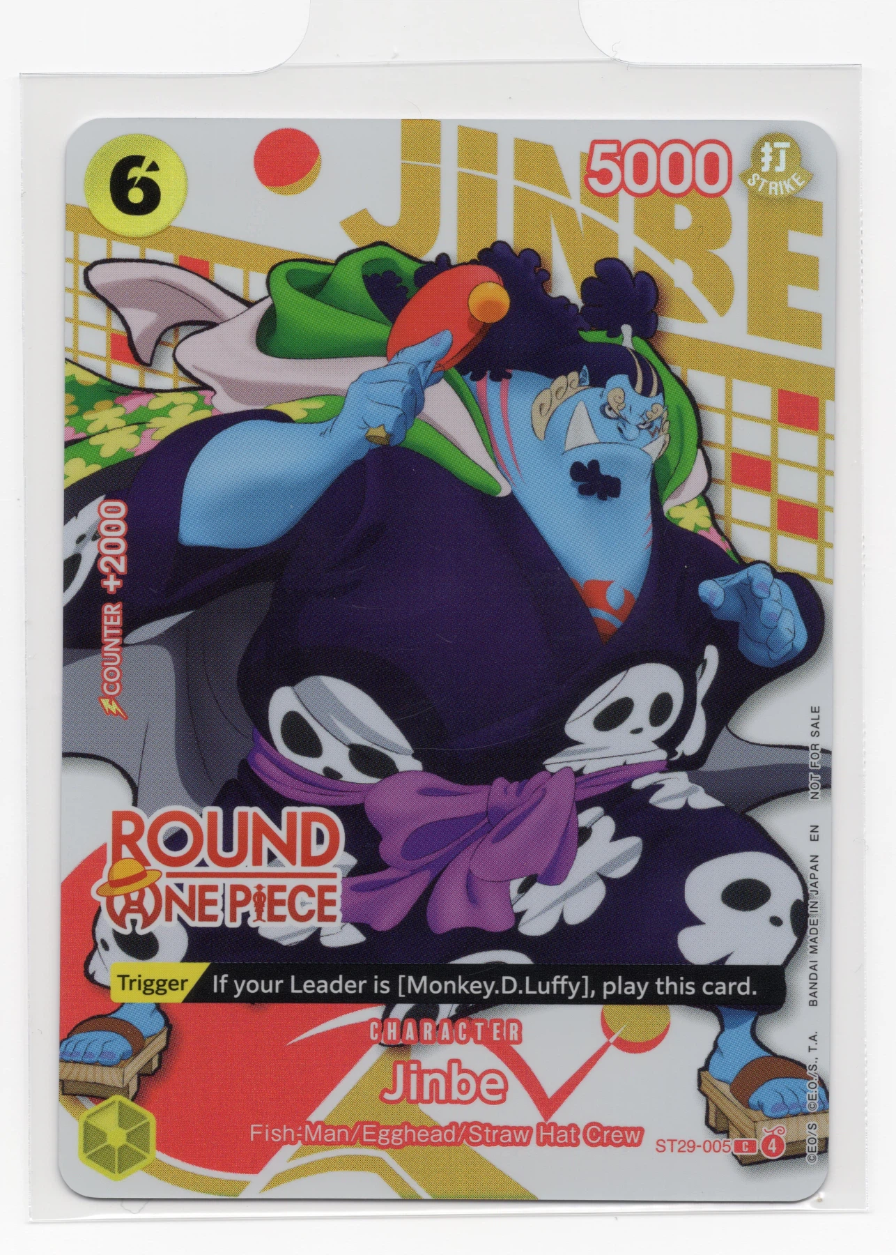 Jinbe ST29-005 One Piece Promotion Cards front card photo in GradeValue pregrading report