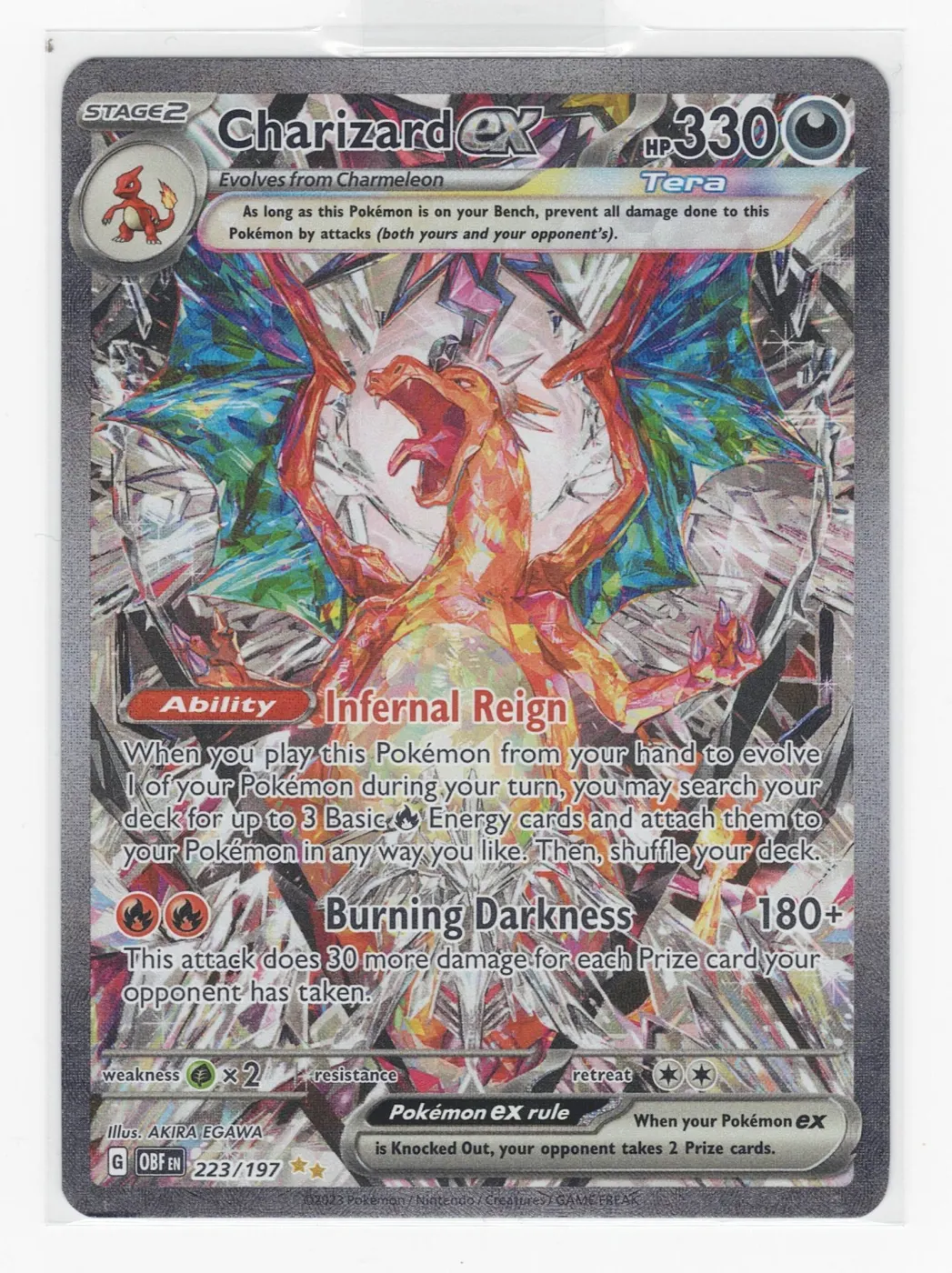 Charizard ex 223/197 Obsidian Flames front card photo in GradeValue pregrading report