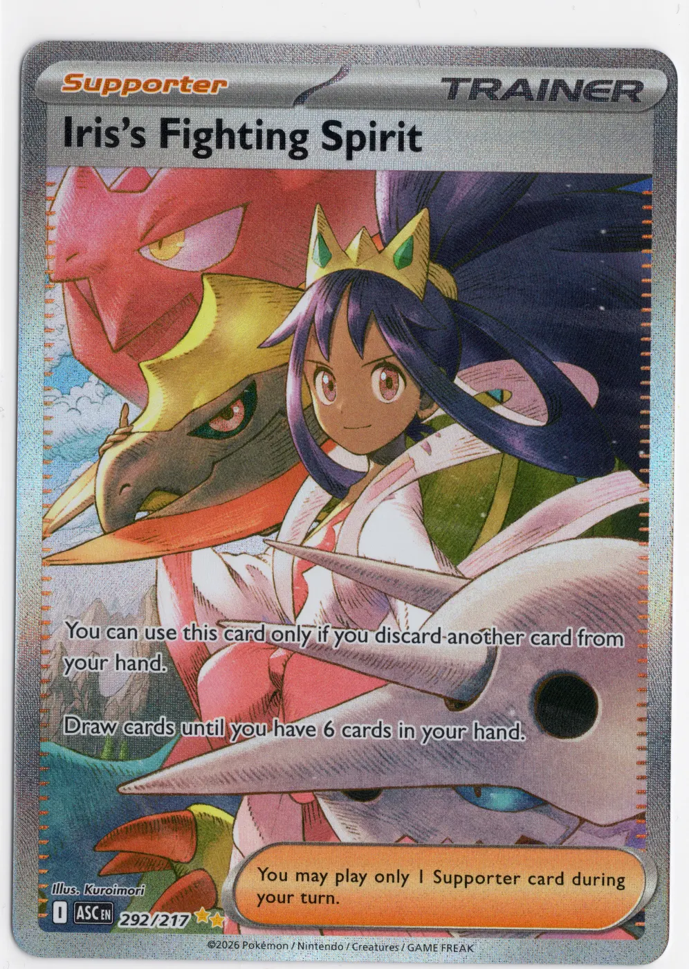 Iris's Fighting Spirit 292/217 Ascended Heroes front card photo in GradeValue pregrading report