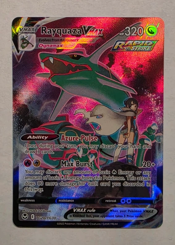 Rayquaza VMAX TG20/195 Silver Tempest front card photo in GradeValue pregrading report