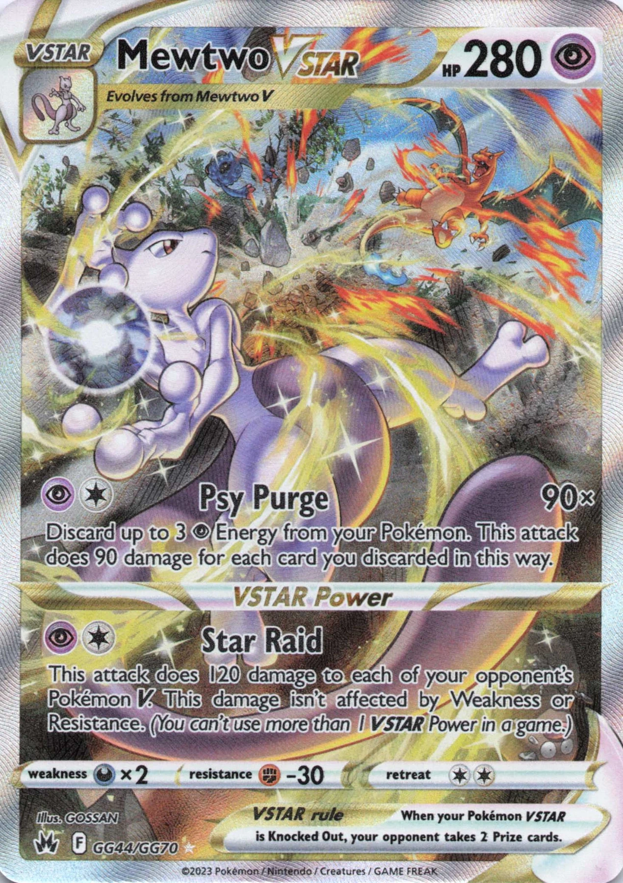 Mewtwo VSTAR 221/172 VSTAR Universe front card photo in GradeValue pregrading report