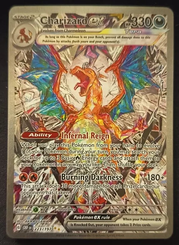 Charizard ex 223/197 Obsidian Flames front card photo in GradeValue pregrading report