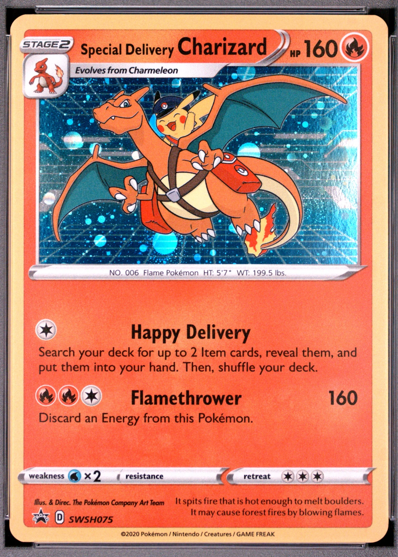 Special Delivery Charizard SWSH075/307 SWSH Black Star Promos front card photo in GradeValue pregrading report