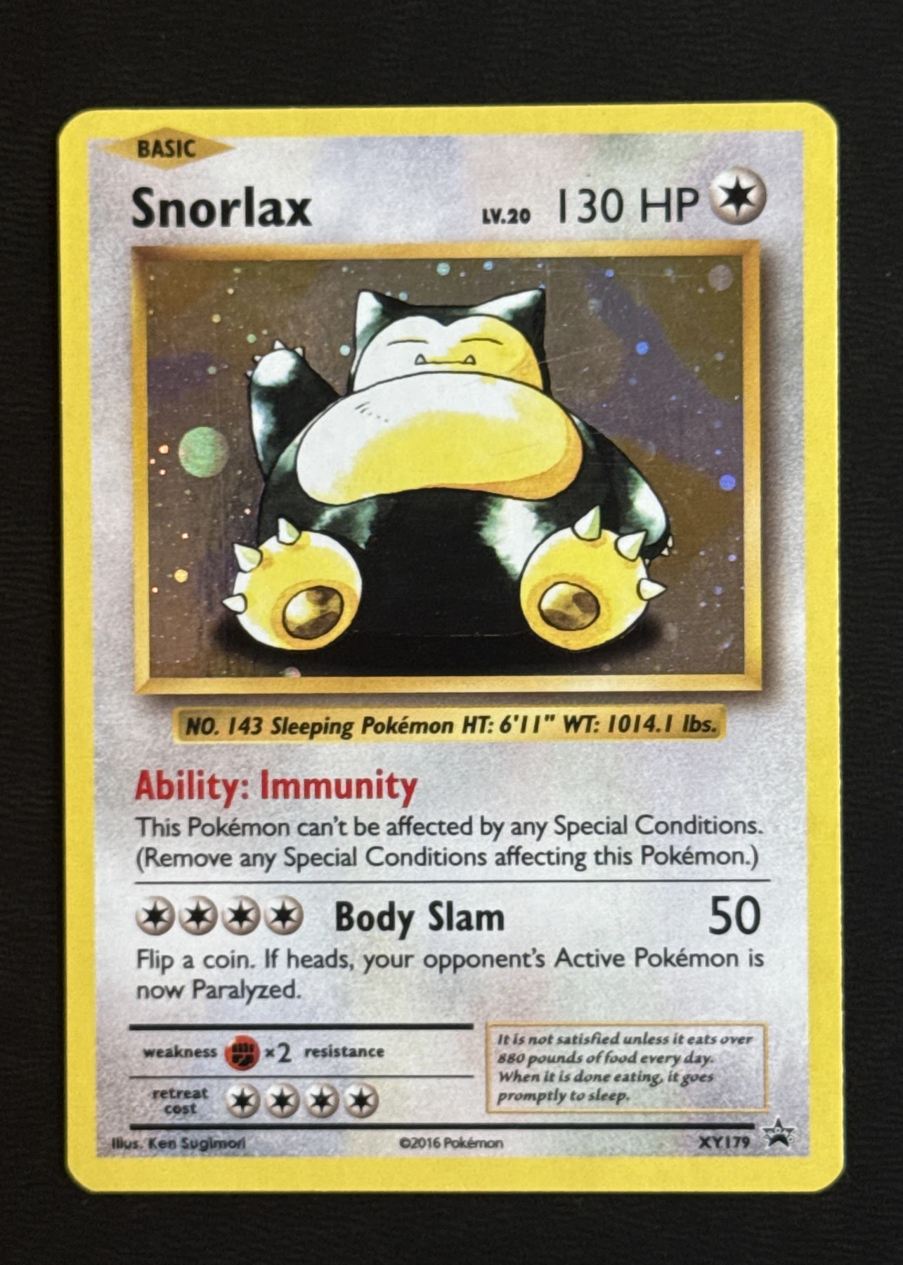 Snorlax XY179/211 XY Black Star Promos front card photo in GradeValue pregrading report