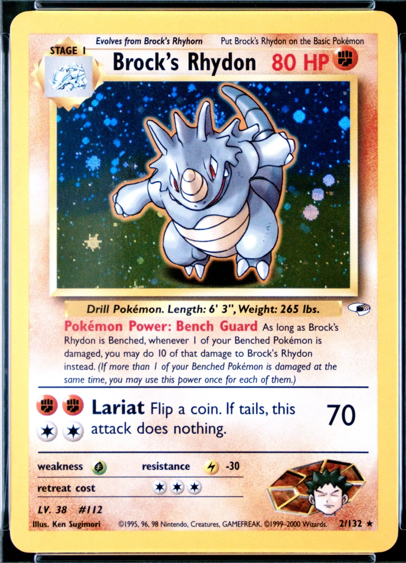 Brock's Rhydon 002/132 Gym Heroes front card photo in GradeValue pregrading report