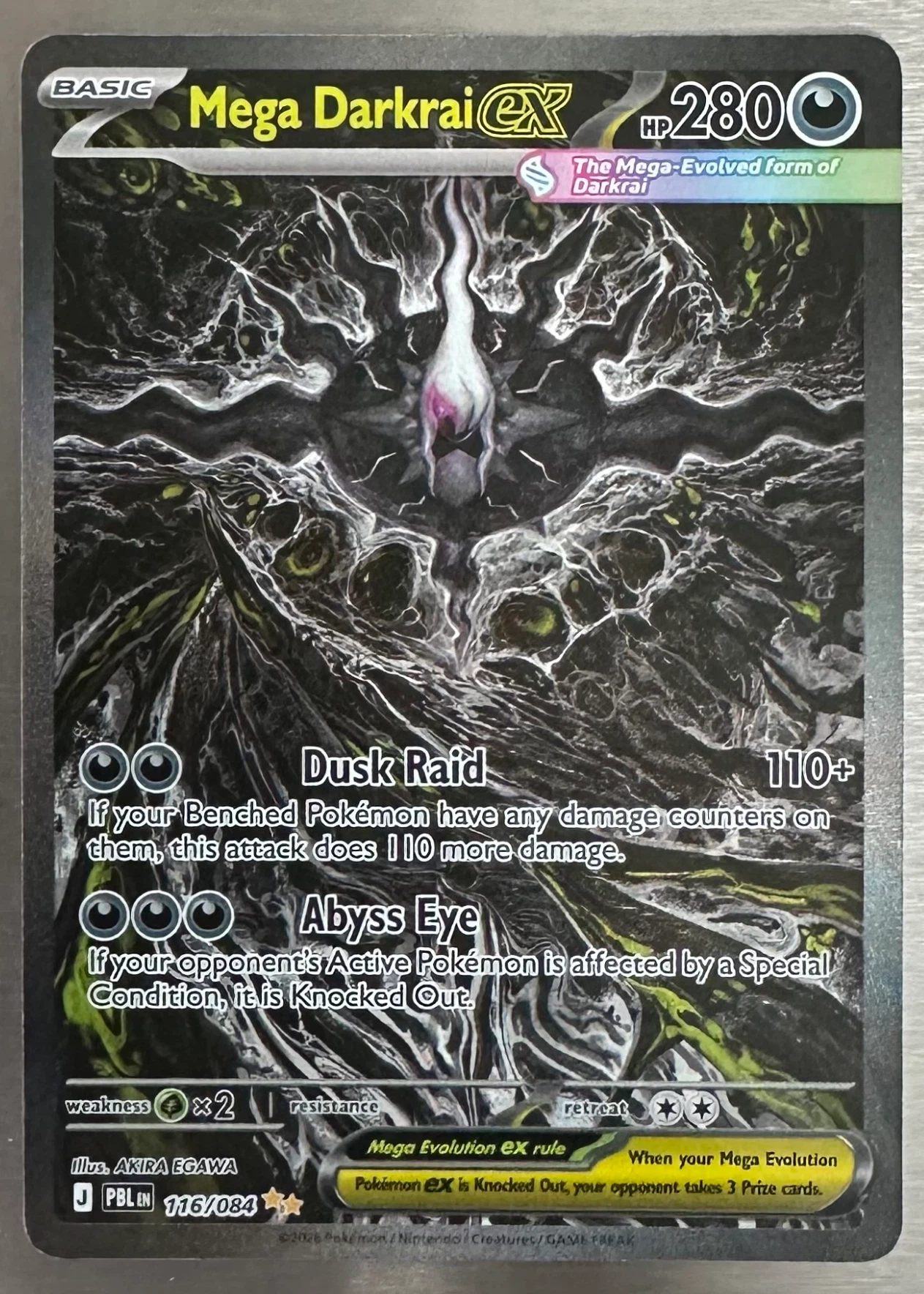 Mega Darkrai ex 116/84 Pitch Black front card photo in GradeValue pregrading report
