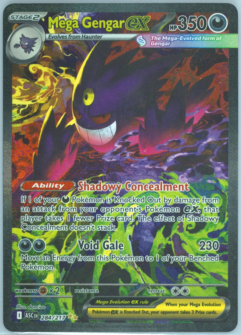 Mega Gengar ex 284/217 Ascended Heroes front card photo in GradeValue pregrading report