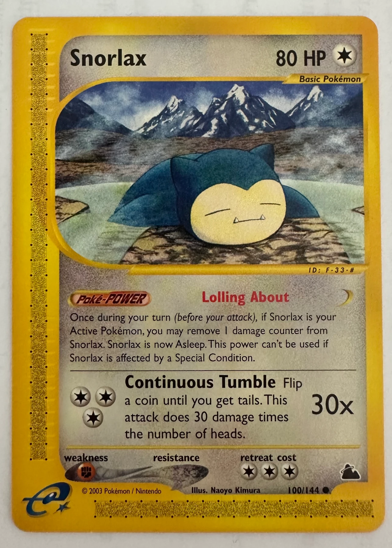 Snorlax 100/144 Skyridge front card photo in GradeValue pregrading report