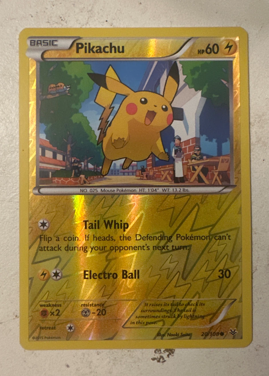 Pikachu 020/108 Roaring Skies front card photo in GradeValue pregrading report