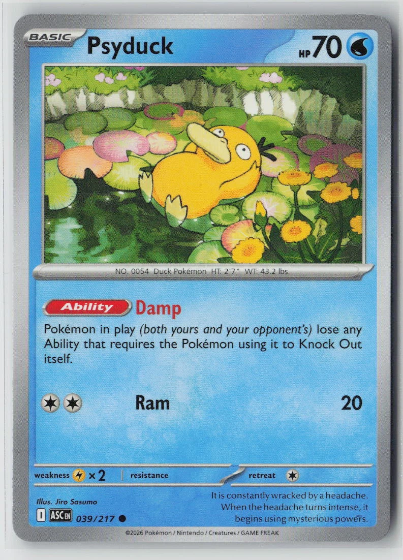 Psyduck 039/217 · Normal Ascended Heroes front card photo in GradeValue pregrading report