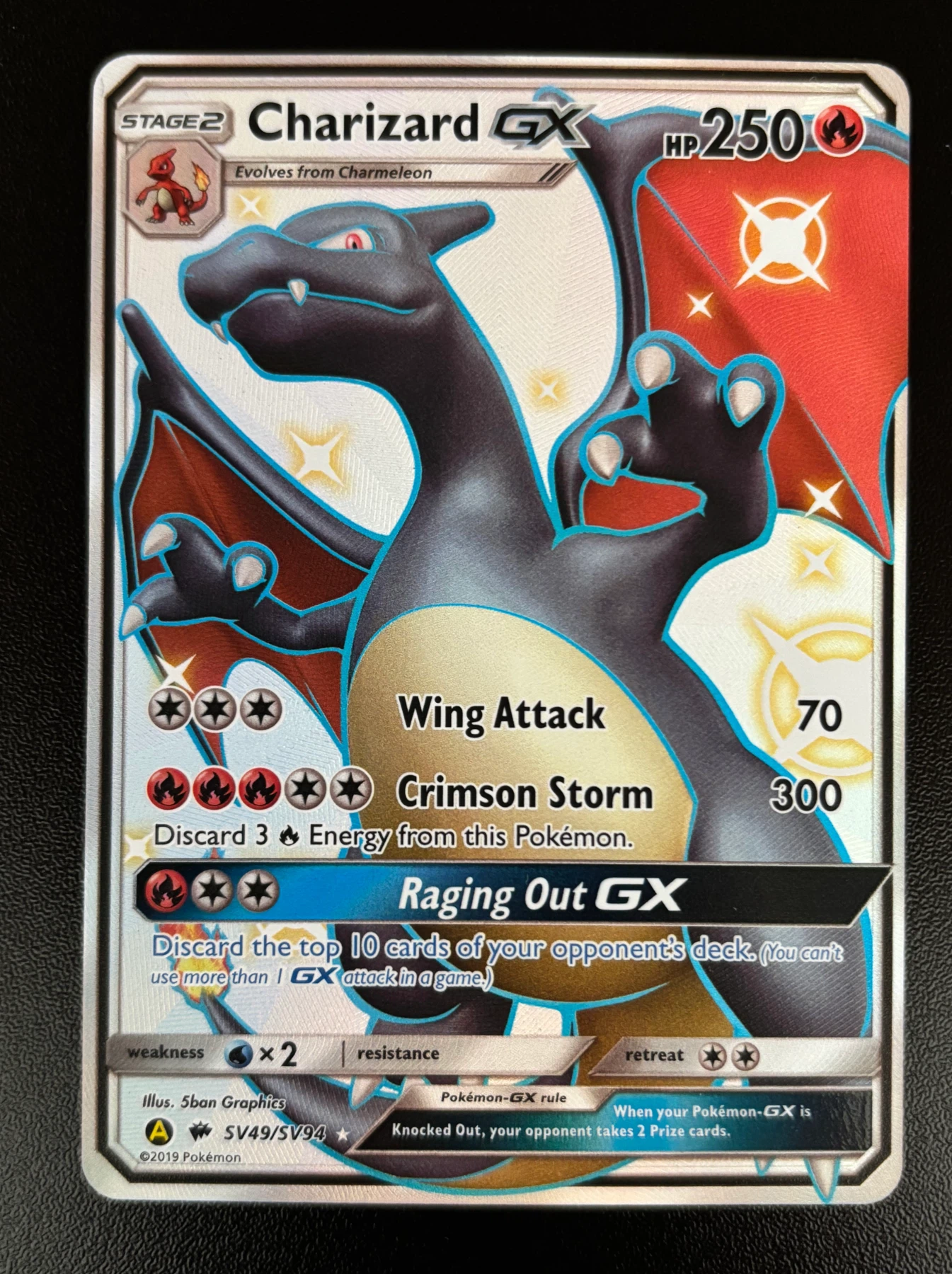 Charizard-GX SV49/94 Hidden Fates Shiny Vault front card photo in GradeValue pregrading report