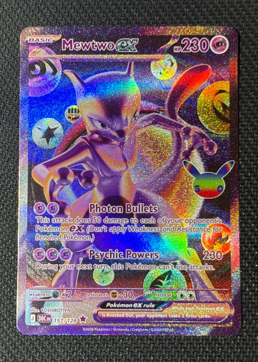 Mewtwo ex 157/128 30th Celebration front card photo in GradeValue pregrading report