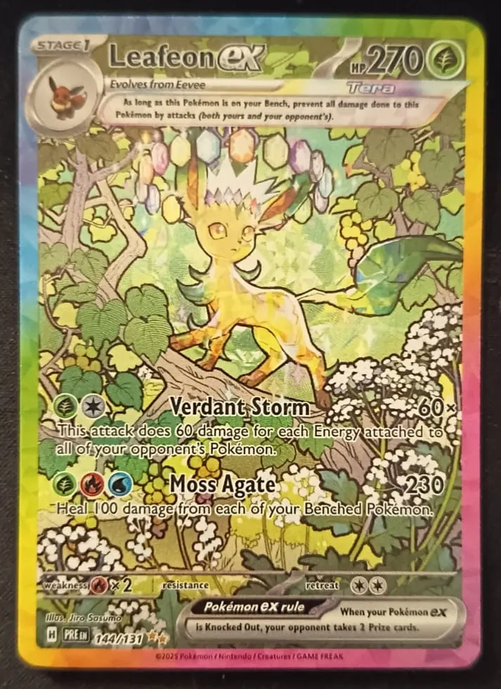 Leafeon ex 144/131 Prismatic Evolutions front card photo in GradeValue pregrading report
