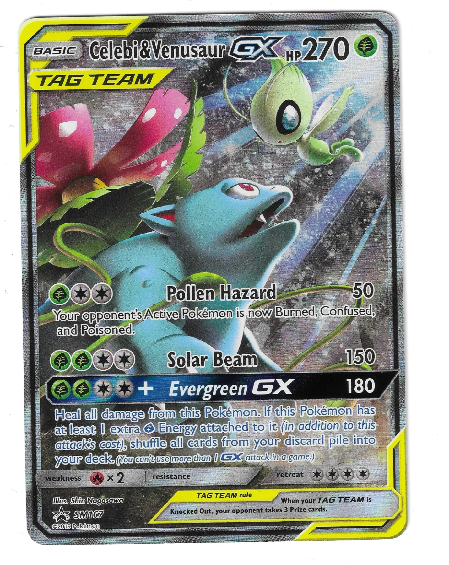 Celebi & Venusaur GX SM167/248 SM Black Star Promos front card photo in GradeValue pregrading report