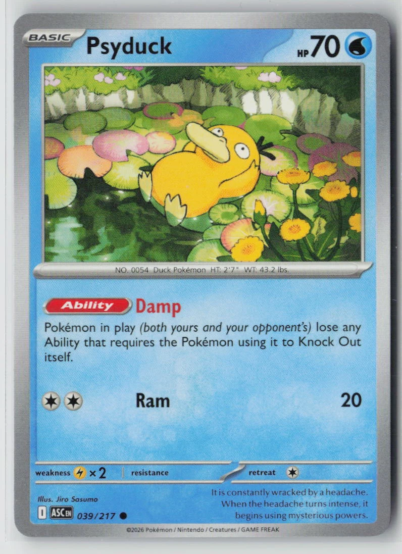 Psyduck 039/217 · Normal Ascended Heroes front card photo in GradeValue pregrading report