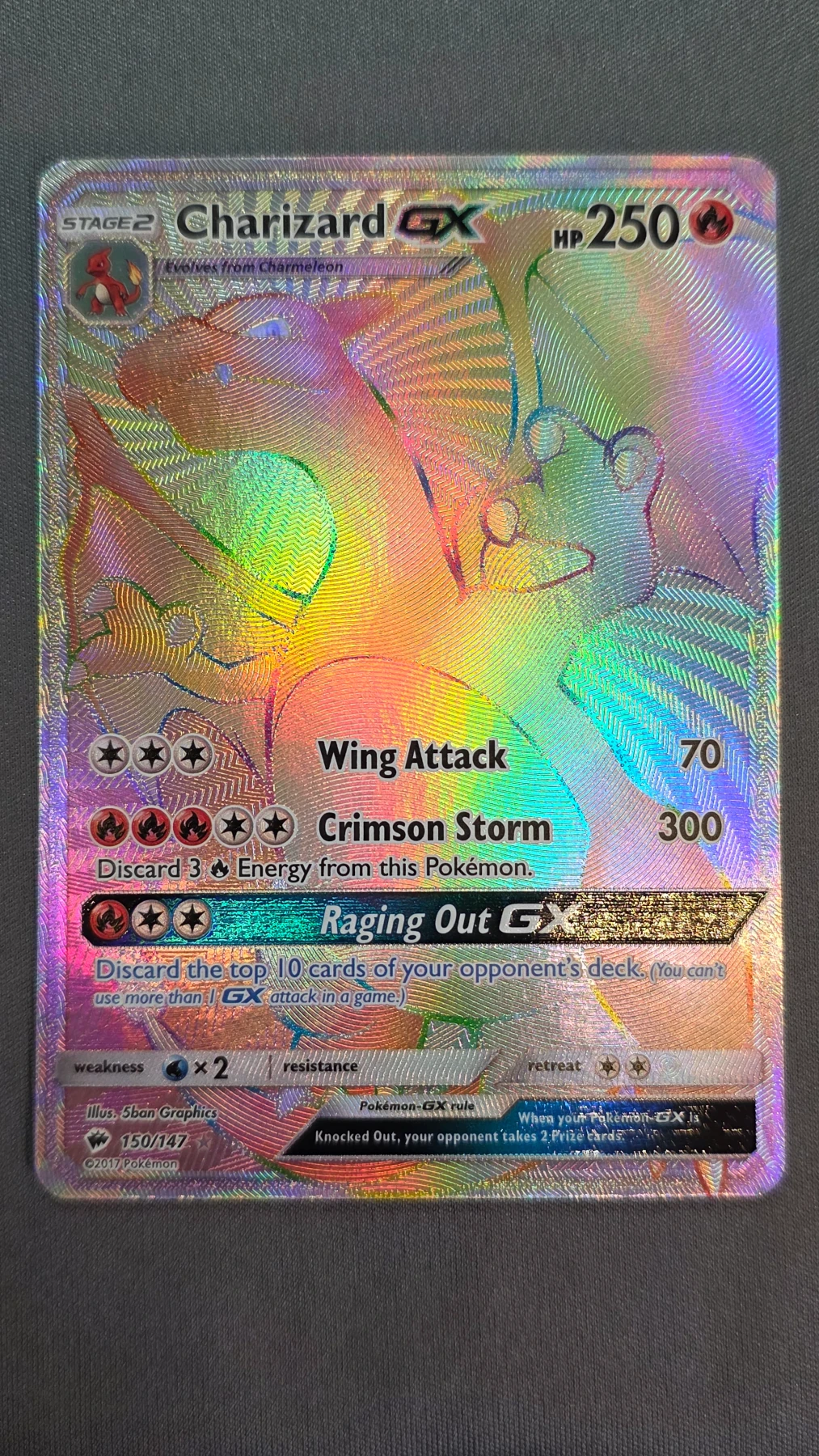 Charizard GX 150/147 Burning Shadows front card photo in GradeValue pregrading report