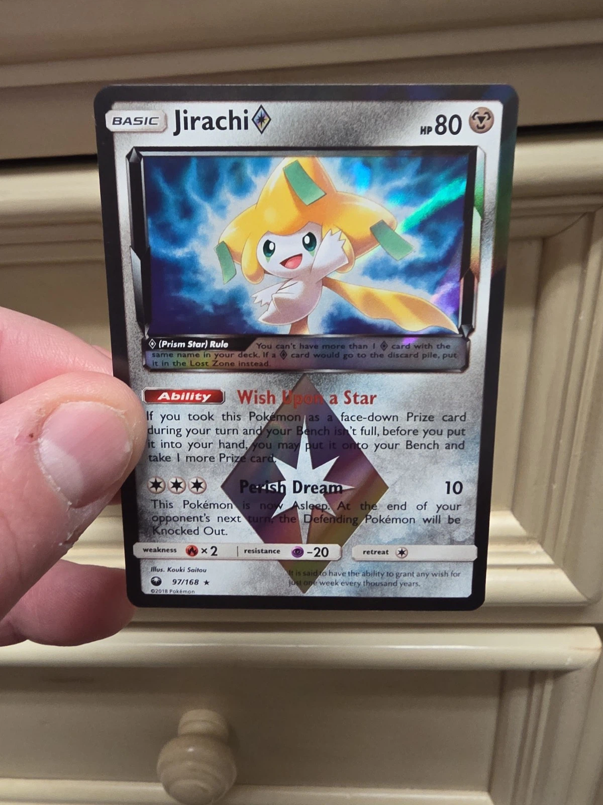 Jirachi ◇ 097/168 Celestial Storm front card photo in GradeValue pregrading report