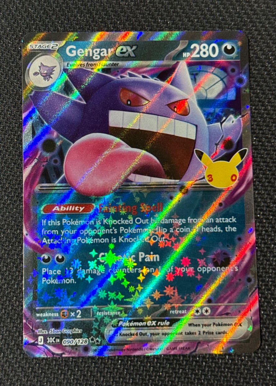 Gengar ex 090/128 30th Celebration front card photo in GradeValue pregrading report