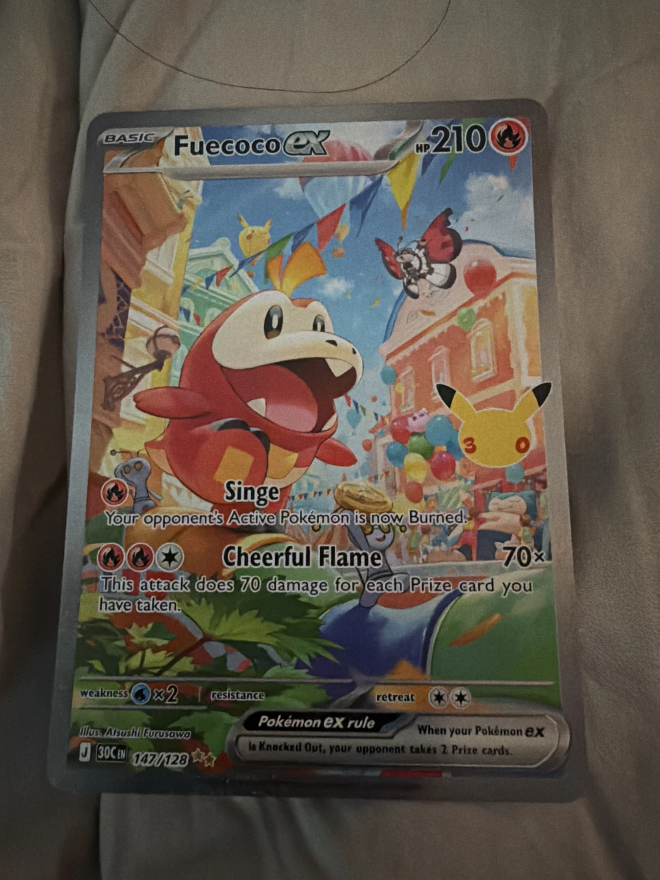 Fuecoco ex 147/128 30th Celebration front card photo in GradeValue pregrading report
