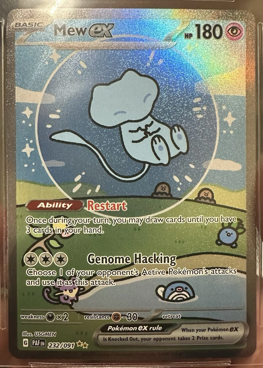 Mew ex 232/91 Paldean Fates front card photo in GradeValue pregrading report