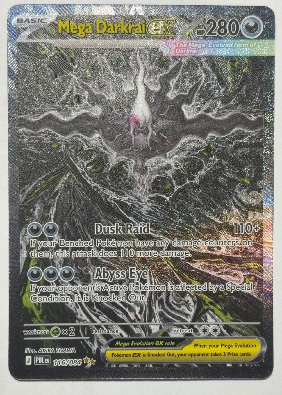 Mega Darkrai ex 116/84 Pitch Black front card photo in GradeValue pregrading report