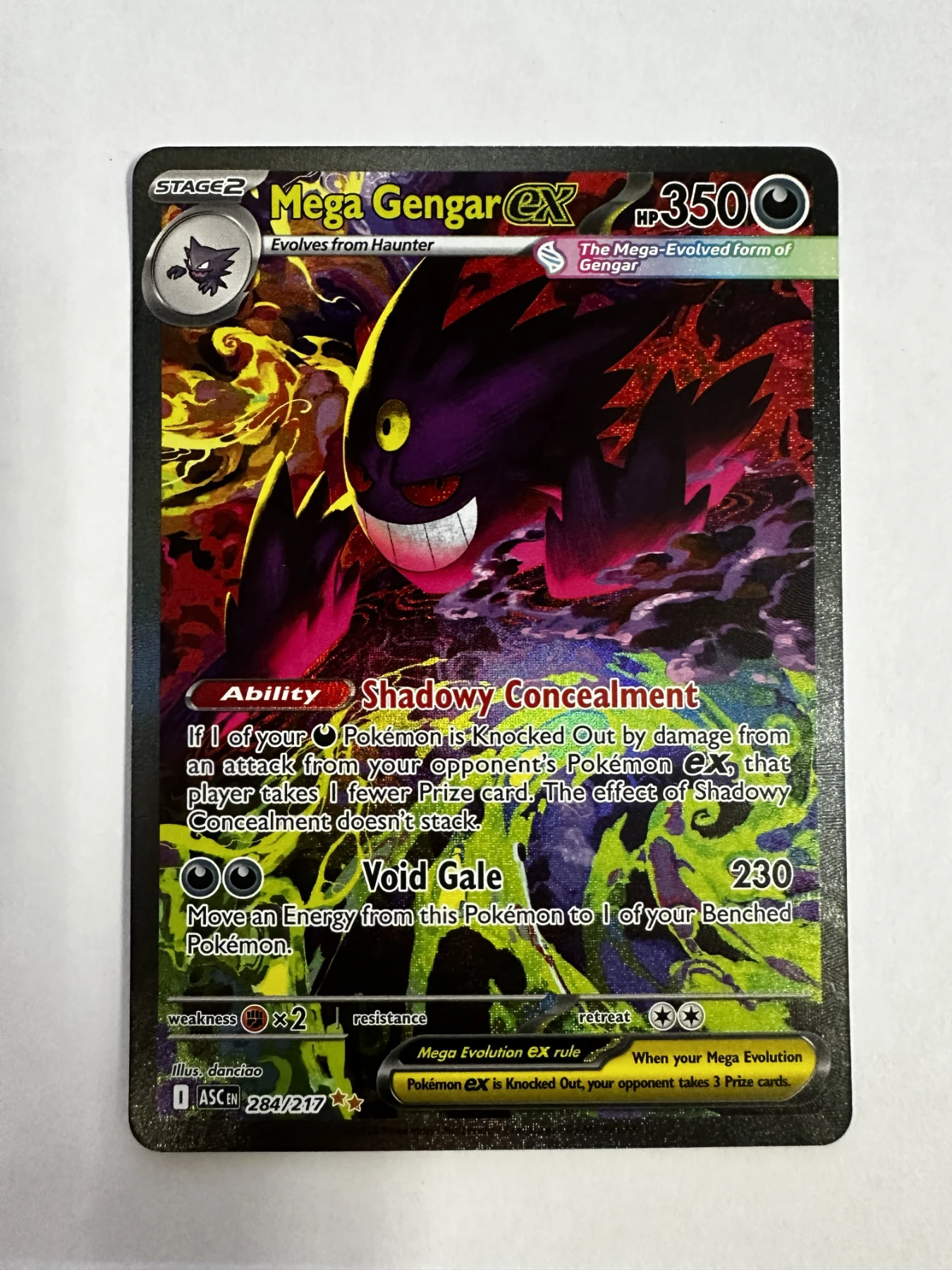 Mega Gengar ex 284/217 Ascended Heroes front card photo in GradeValue pregrading report