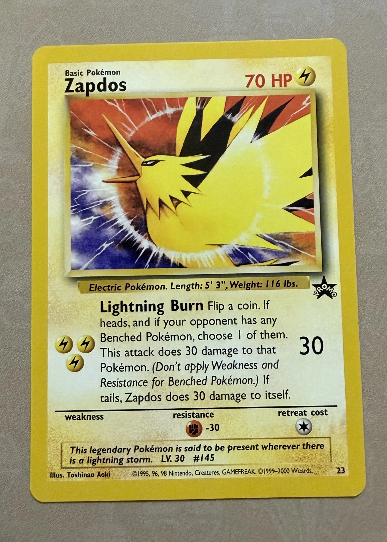 Zapdos 023/53 Wizards Black Star Promos front card photo in GradeValue pregrading report