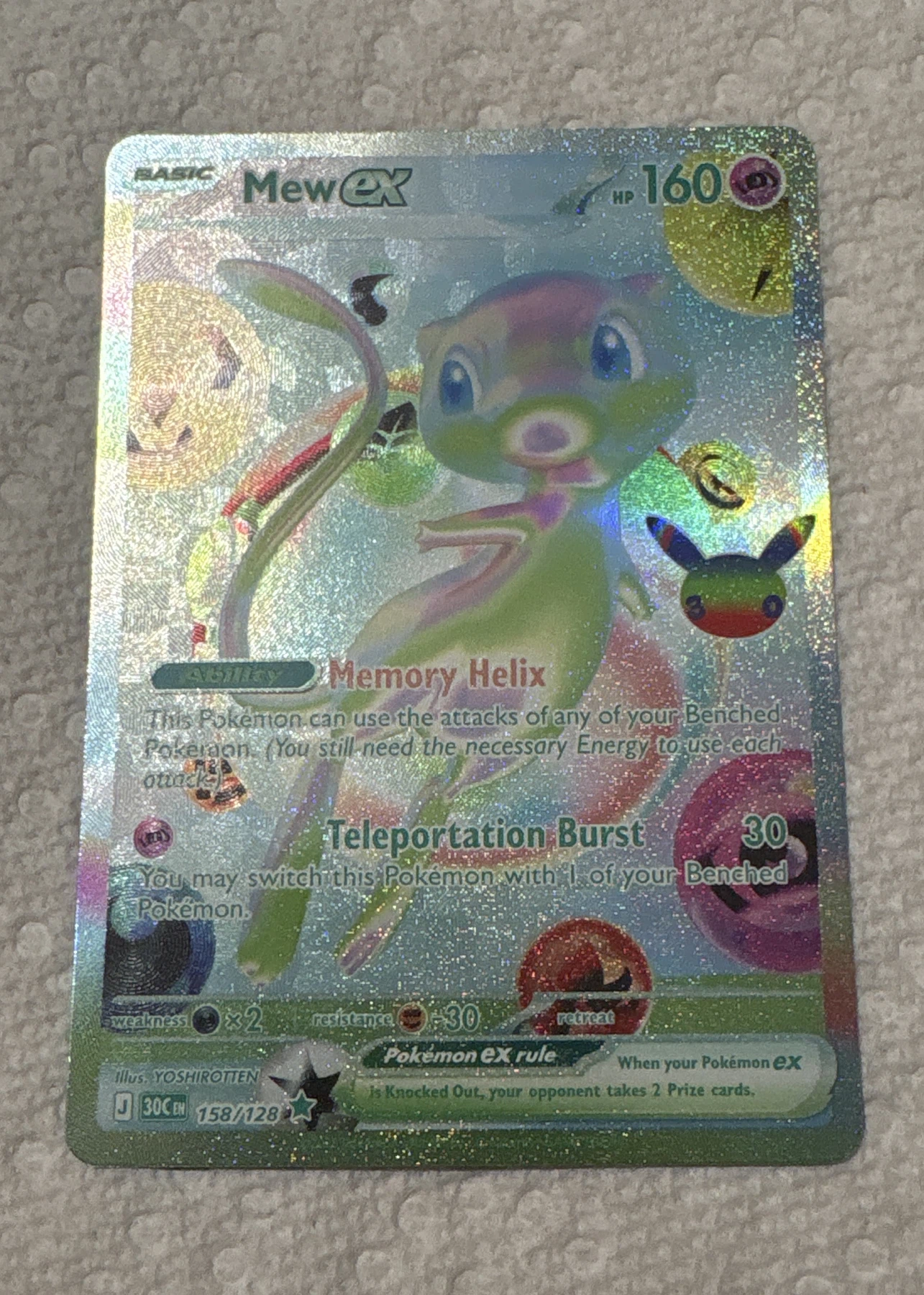 Mew ex 158/128 30th Celebration front card photo in GradeValue pregrading report