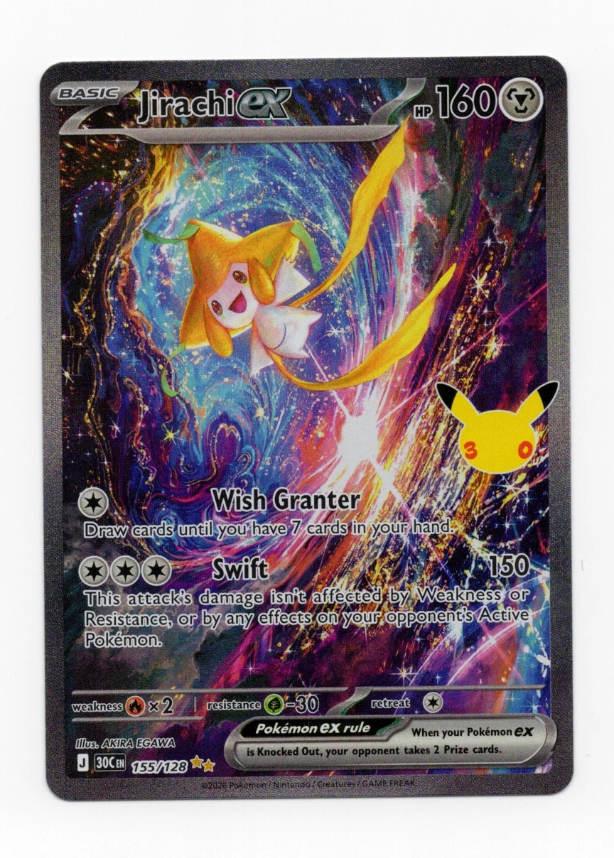 Jirachi ex 155/128 30th Celebration front card photo in GradeValue pregrading report