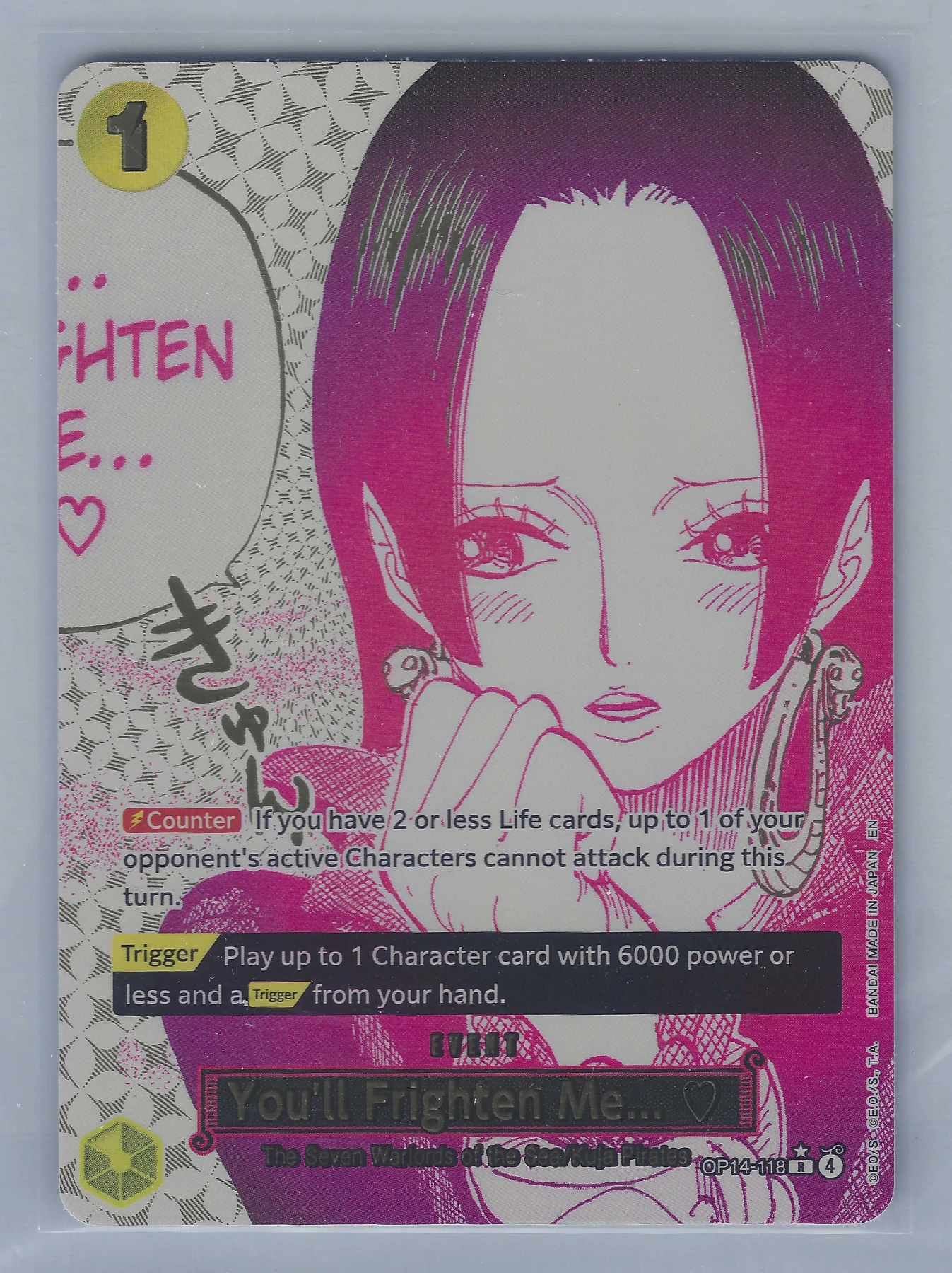 You'll Frighten Me... (OP14-118) OP14-118 The Azure Sea's Seven front card photo in GradeValue pregrading report