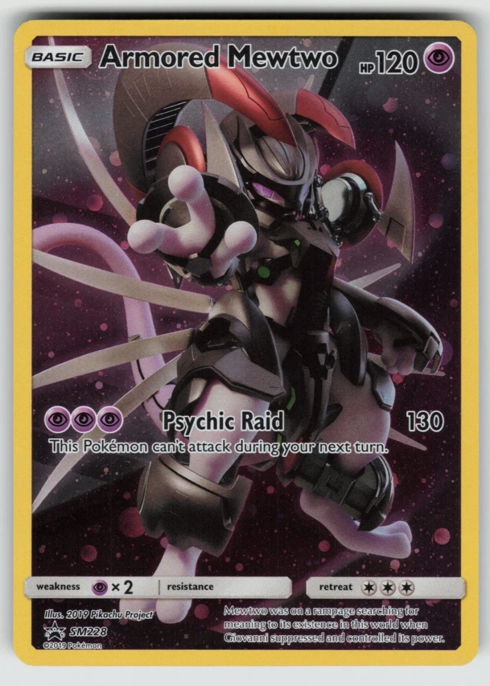 Armored Mewtwo SM228/248 SM Black Star Promos front card photo in GradeValue pregrading report