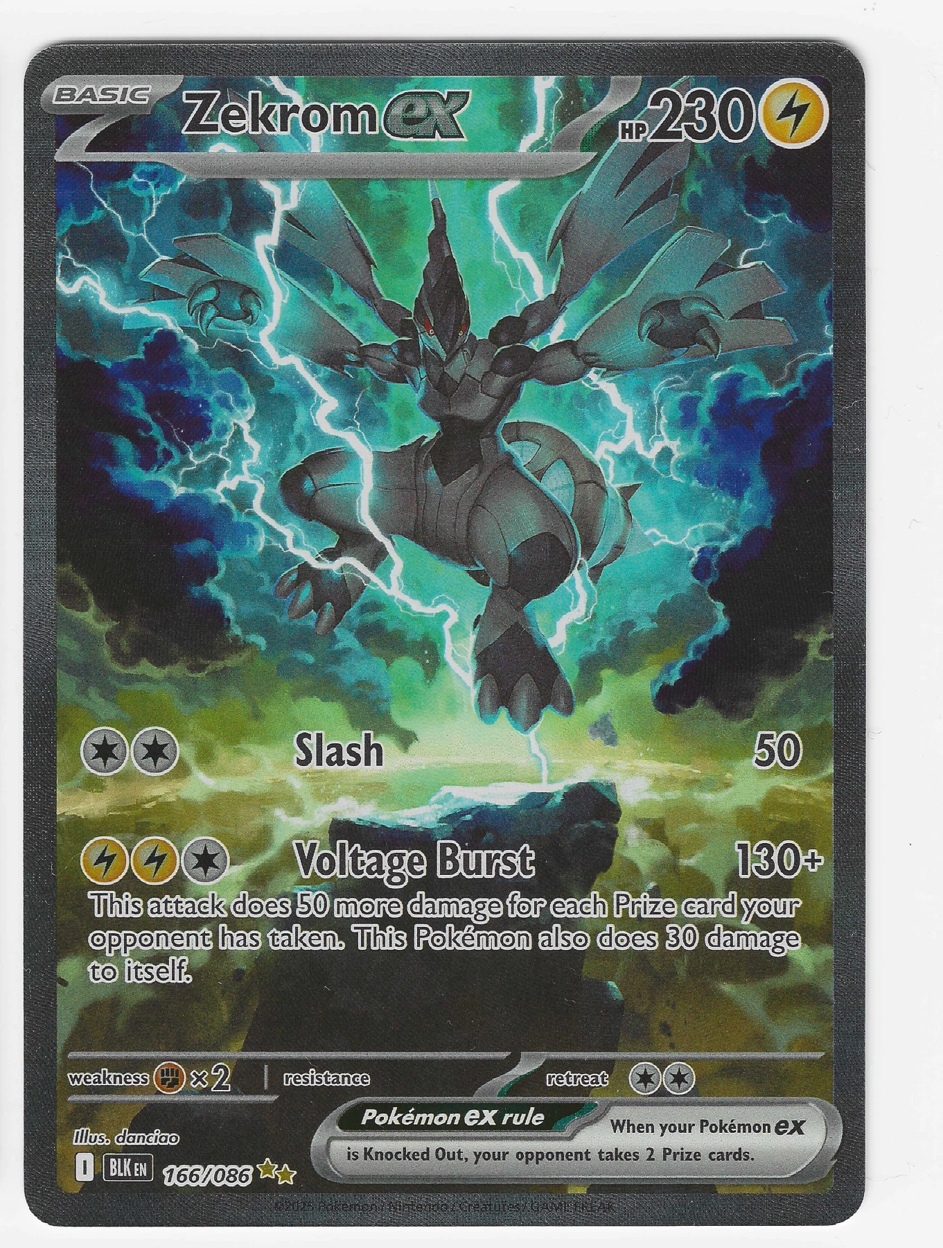 Zekrom ex 166/86 Black Bolt front card photo in GradeValue pregrading report