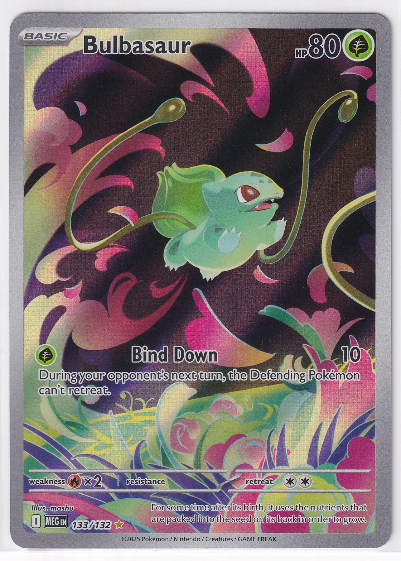 Bulbasaur 133/132 Mega Evolution front card photo in GradeValue pregrading report