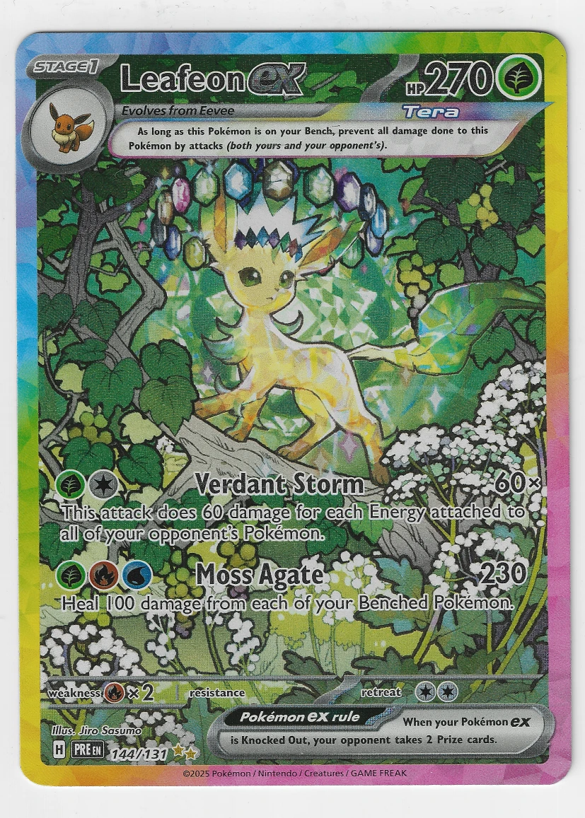 Leafeon ex 144/131 Prismatic Evolutions front card photo in GradeValue pregrading report