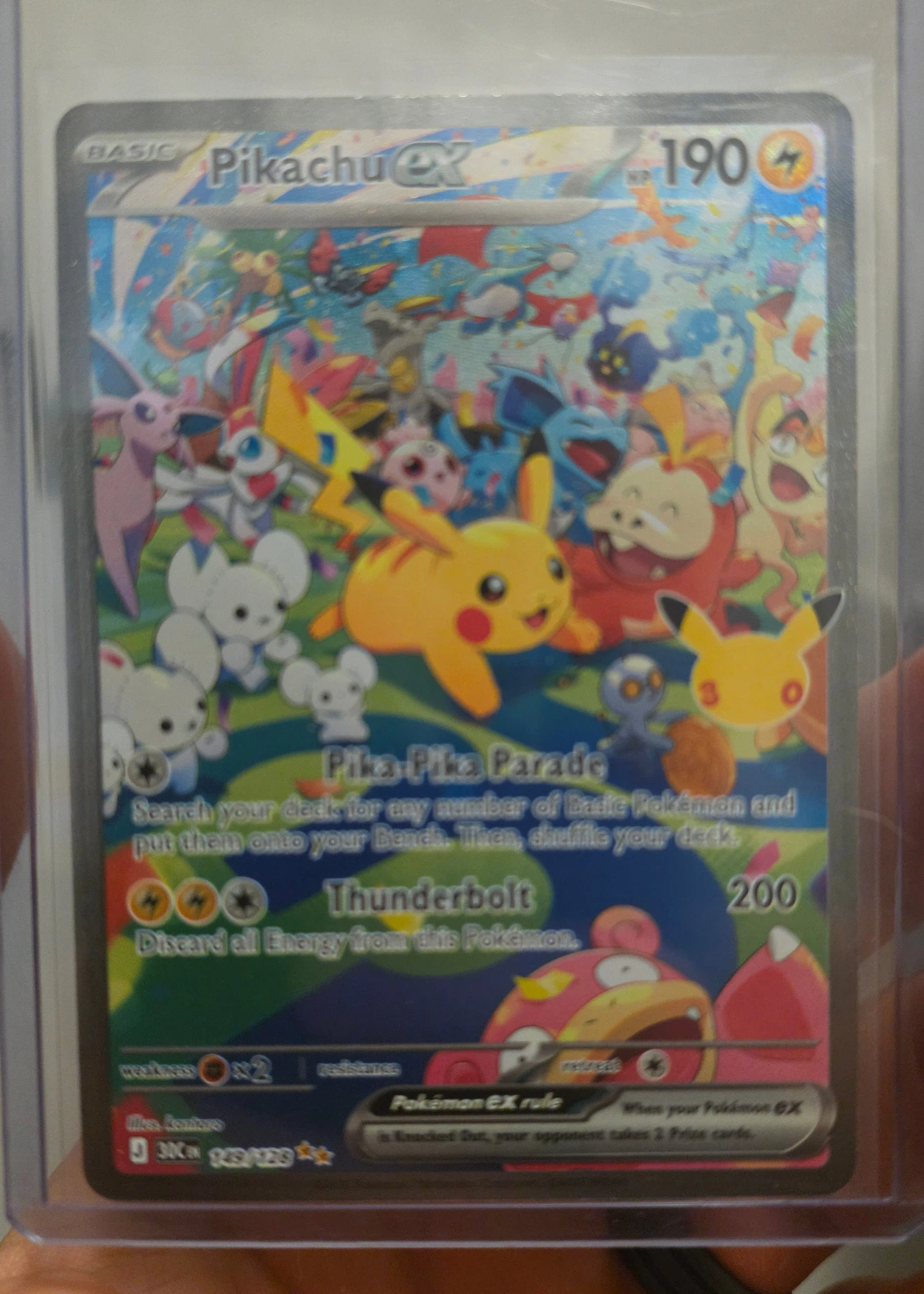 Pikachu ex 149/128 30th Celebration front card photo in GradeValue pregrading report