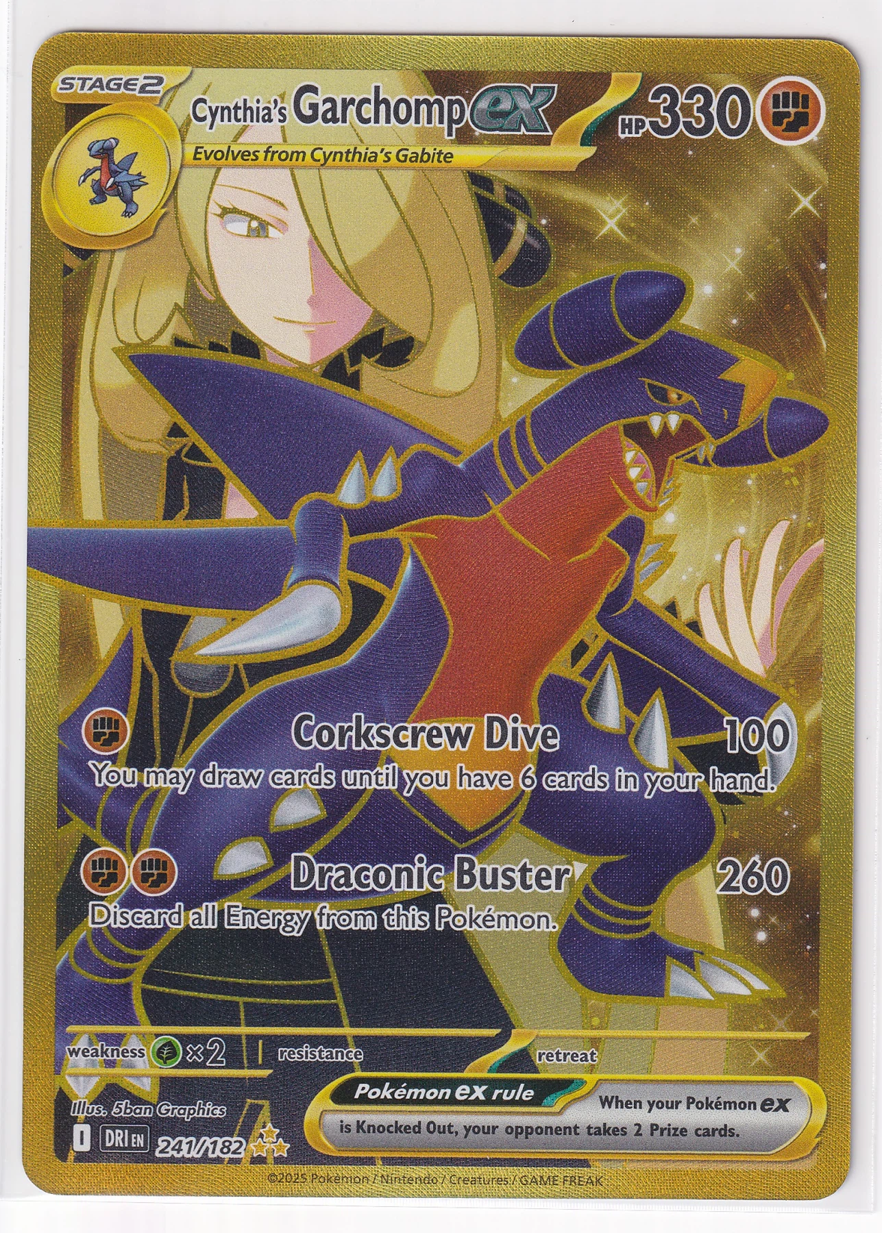 Cynthia's Garchomp ex 241/182 Destined Rivals front card photo in GradeValue pregrading report